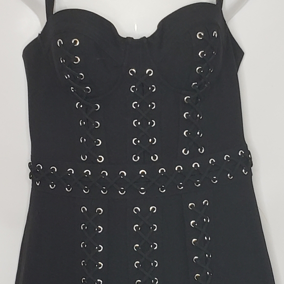 Bebe X Naven Black Bustier Lace up  Bodycon Dress Size 8 - Picture 3 of 15